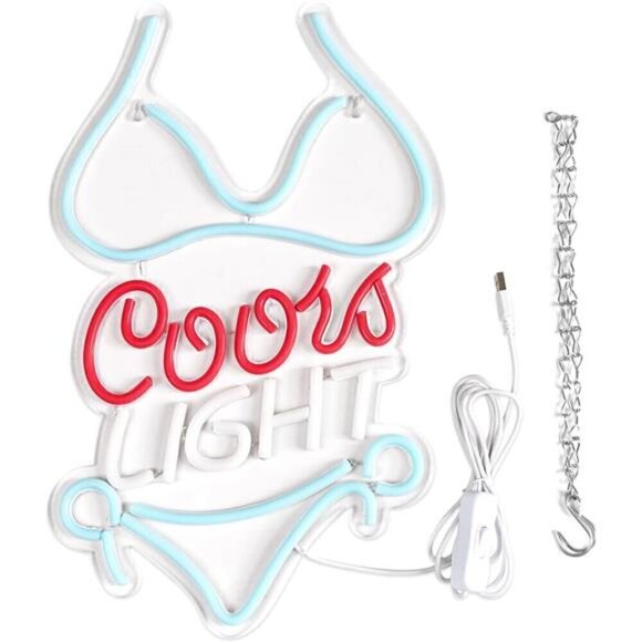 Coors LIGHT Beer Bikini LED Neon Sign Wall Decor Man Cave Restaurant Bar - Picture 6 of 7
